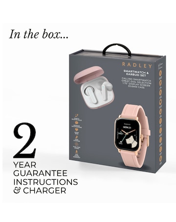 Radley Series 56 Cobweb Silicone Strap Smart Watch and Wireless Earbuds Bundle