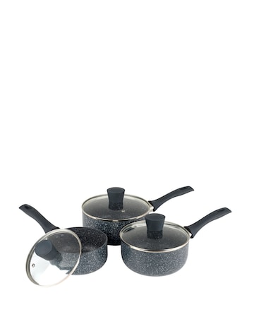 Russell Hobbs Nightfall Stone 3 Piece Saucepan Set - 16cm, 18cm and 30cm