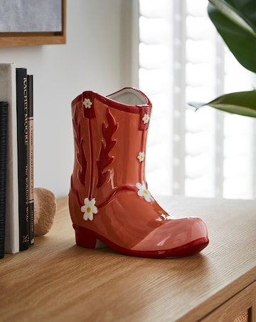 Pink Cowboy Boot Flower Vase