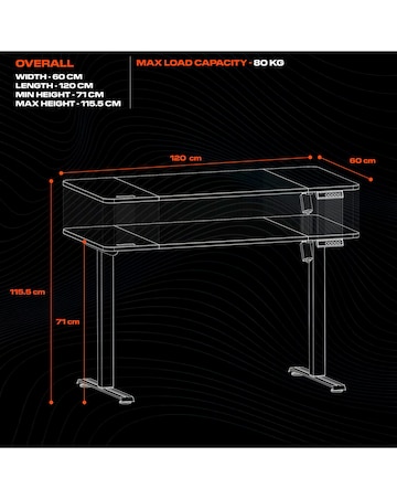 X Rocker Ascend Height Adjustable Desk White