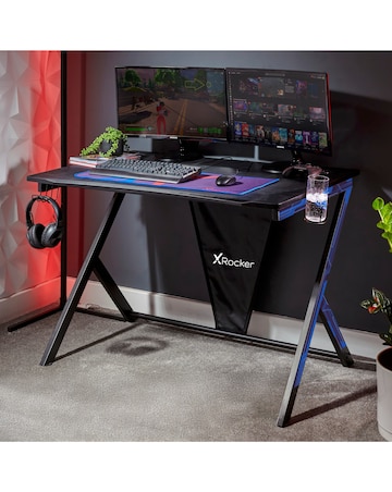 X Rocker Ocelot Gaming Desk with Mousepad - Carbon Black