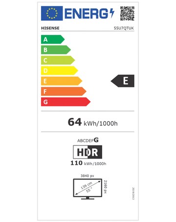 Hisense 55U7QTUK 55in Mini-LED 4K Ultra HD HDR Smart TV