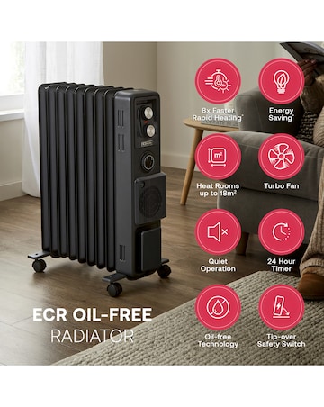 Dimplex Oil Free Radiator 2.4kW with Timer and Turbo Fan- Black