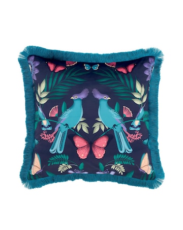Catherine Lansfield Mya Tropical Birds Filled Velvet Cushion