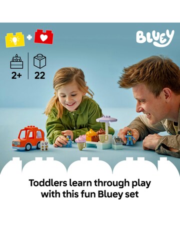 LEGO DUPLO Bluey Ice Cream Trip with Bluey Toddler Toy, Vehicle Playset 10458