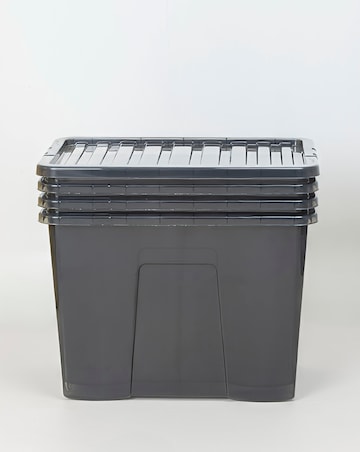 Wham Crystal Smoke Grey 80L Box and Lid 4PK