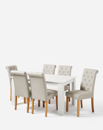 Dakota 6 Seater Dining Table with 6 Ava Button Back Chairs
