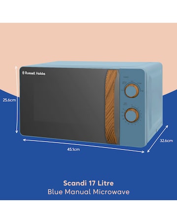 Russell Hobbs 17 Litre Blue Manual Microwave Wood Effect