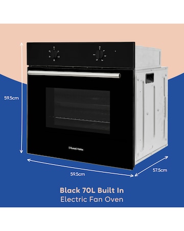 Russell Hobbs RHFEO7004B 70L Built-In Single Electric Fan Oven - Black