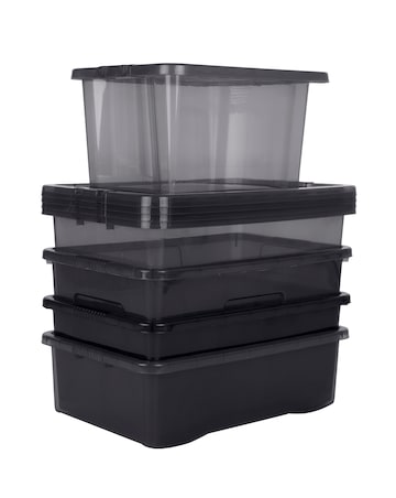 Wham Multisize Crystal Box & Lids Smoke Grey 4Pk