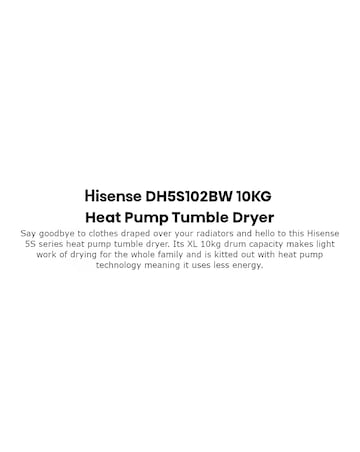Hisense 5S Series DH5S102BW 10Kg Heat Pump Tumble Dryer - White