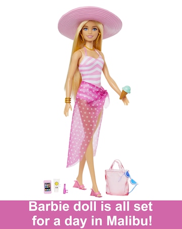 Barbie Doll with Swimsuit and Beach-Themed Accessories