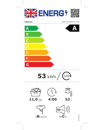 Hoover H-WASH 500 HW411AMC 11kg Washing Machine + Installation