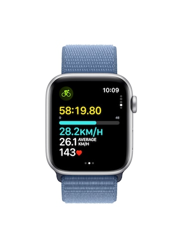 Apple Watch SE GPS 44mm Silver Aluminium Case, Winter Blue Sport Loop