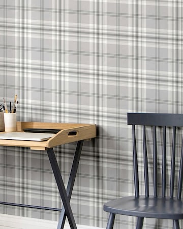 Catherine Lansfield Silver Kelso Check Wallpaper