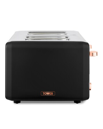 Tower Cavaletto Black and Rose Gold 4 Slice Toaster
