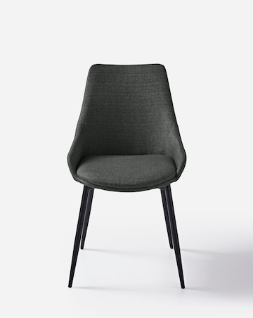 Bodie Black 6 Seater Dining Table with 6 Etta Fabric Chairs