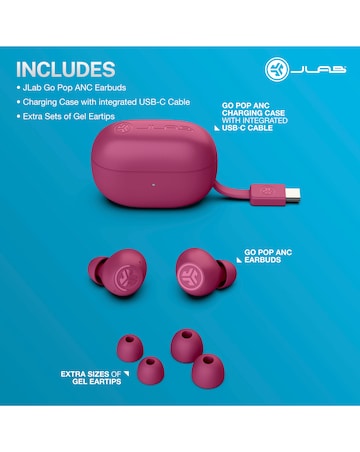 JLAB Go Pop ANC True Wireless Earbuds - Fuchsia