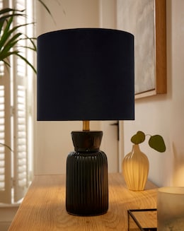 Ribbed Ceramic Table Lamp Blue