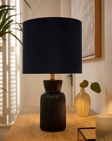 Ribbed Ceramic Table Lamp Blue
