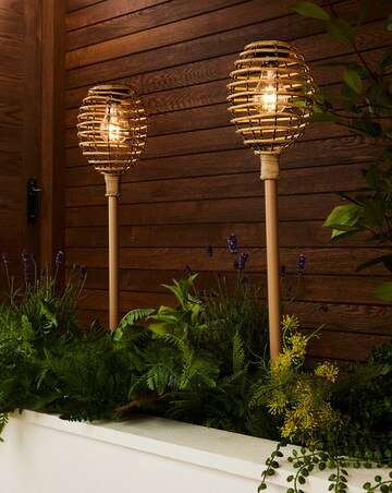 Lumina Natural Rattan Stake Light 2 Pack