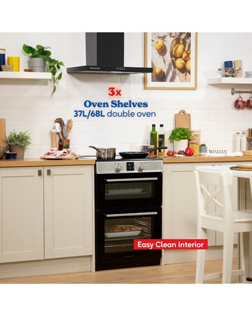 RUSSELL HOBBS 60CM Double Electric Cooker With Induction Hob - Stainless Steel