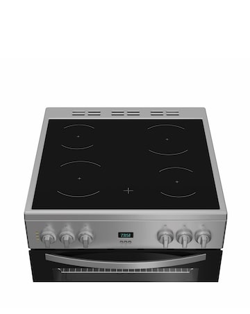 Indesit IDE6VDCS1 60cm Electric Double Cooker Ceramic Hob - Silver + Install