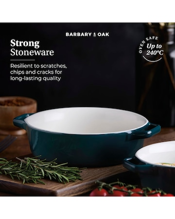 Barbary & Oak Nattura Set of 2 Round Baking Dishes Teal