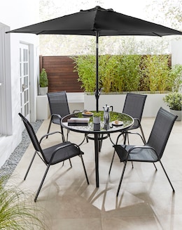 Malaga 4 Seater Dining Set with Parasol