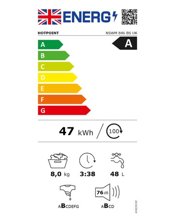 Hotpoint Anti-Stain NSWM 846 BS UK 8kg 1400rpm Washing Machine Black + Install