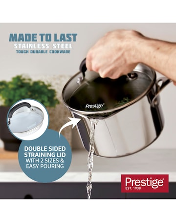 Prestige Made to Last 3 Piece Straining Saucepan Set
