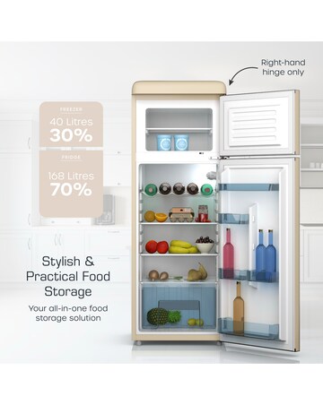 Swan SR11010CNE Retro 30/70 Top Mounted Fridge Freezer - Cream