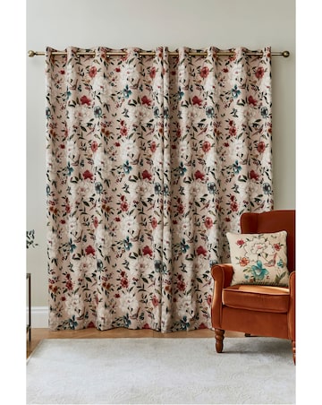Catherine Lansfield Pippa Floral Birds Eyelet Thermal Curtain