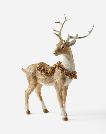 Gisela Graham Gold Resin Stag with Garland
