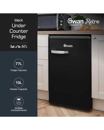 Swan SR11035BNE Retro Under Counter Fridge 90L - Black