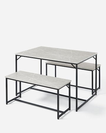 Mason Marble Effect Compact Dining Set with 2 Benches