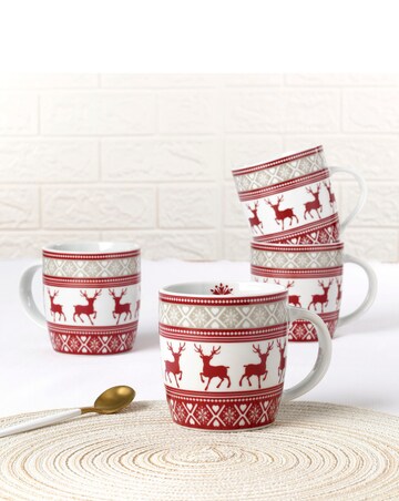 Waterside Nordic Reindeer Set of 4 Mugs