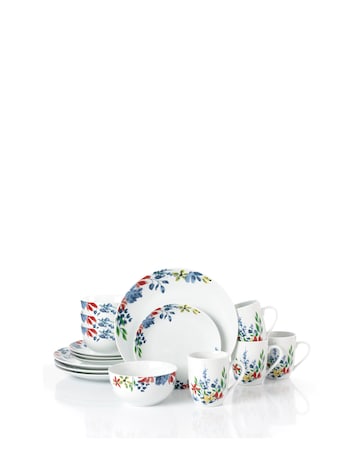 Waterside Watercolour Floral 16 Piece Dinner Set