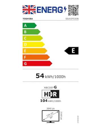 Toshiba 50UV2F53DBU 50in Smart 4K UHD HDR LCD Freely TV w Amazon Alexa