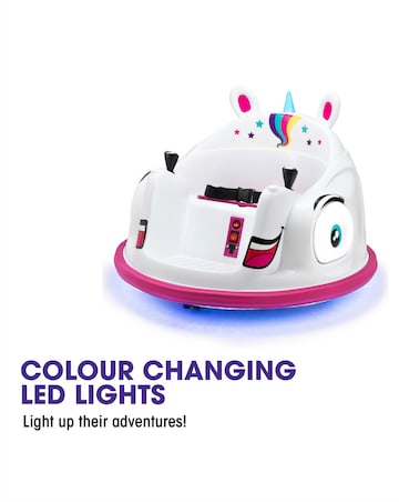 Xootz Kids Electric Unicorn Bumper Car Ride-On - White