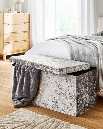 Crushed Velvet Foldable Storage Ottoman