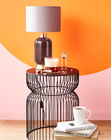 Glass and Satin Brass Base Table Lamp