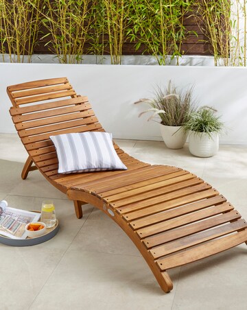 Charles Bentley Folding Curved Wooden Sun Lounger