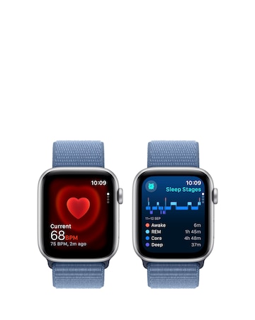 Apple Watch SE GPS 44mm Silver Aluminium Case, Winter Blue Sport Loop