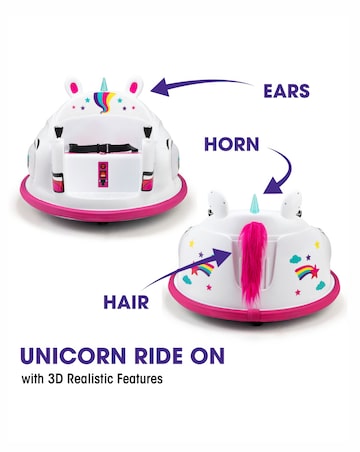 Xootz Kids Electric Unicorn Bumper Car Ride-On - White