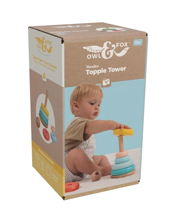 TP Owl & Fox Wooden Topple Tower