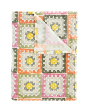 Catherine Lansfield Crochet Print Throw