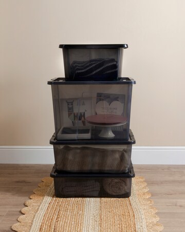 Wham Multisize Crystal Box & Lids Smoke Grey 4Pk