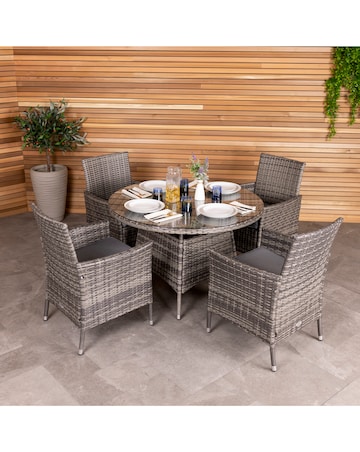 Charles Bentley 4 Seater Round Rattan Dining Set