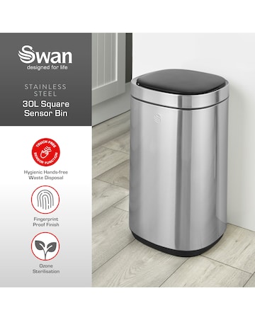 Swan 30L Square Sensor Bin